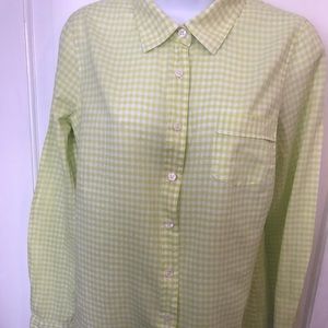 J Crew LS Lime/Yellow Check Shirt